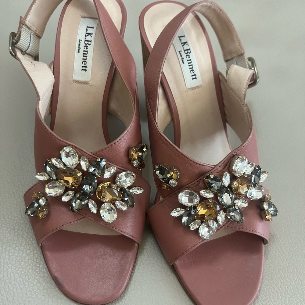 LK Bennett Pink Embellished Slingback Sandals